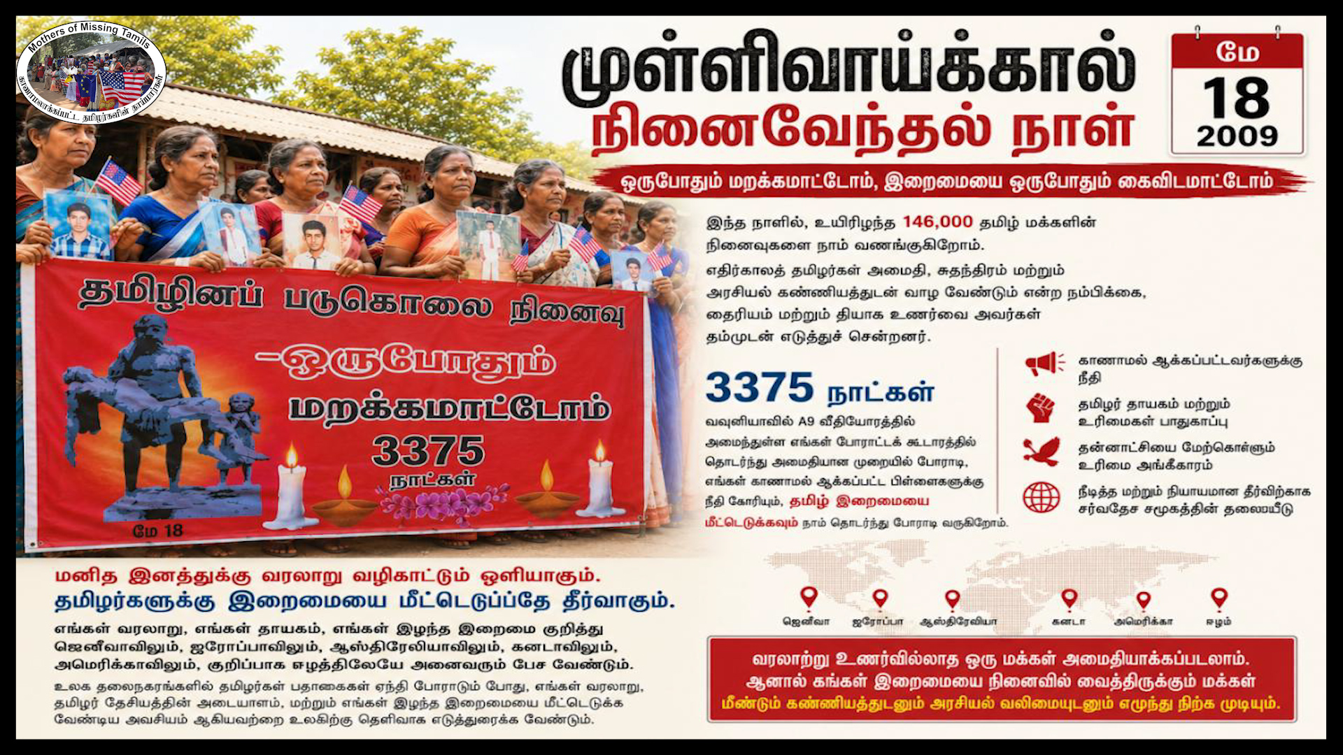 Mullivaikkal Remembrance Day: We Will Never Forget, and We Will Never Abandon Our Sovereignty